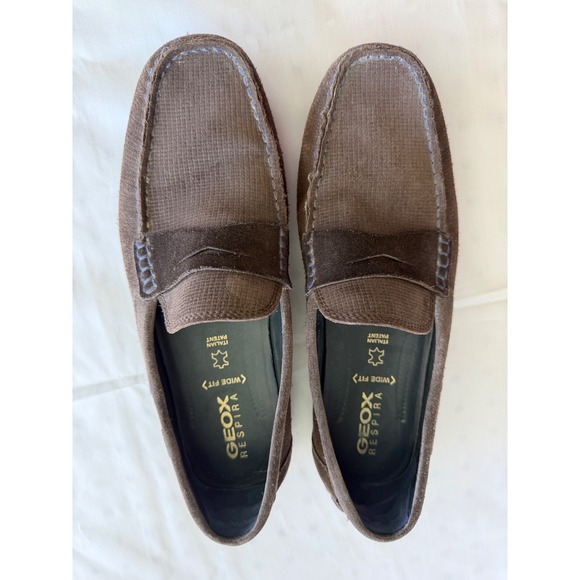 Geox Mens Brown Suede Slip‎ On Loafer Shoes Italian Patent 42 main image 4